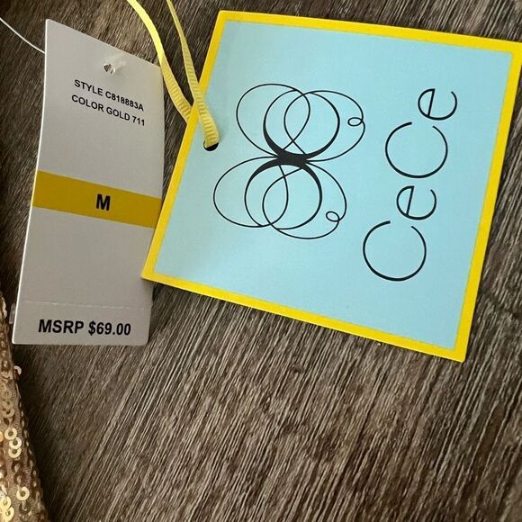 Cece V-Neck Sequin Lined Blouse- Size Medium - Picture 4 of 9